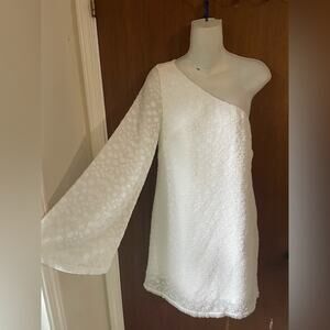 C/Meo Collective white Static Space Long Sleeve Mini Dress